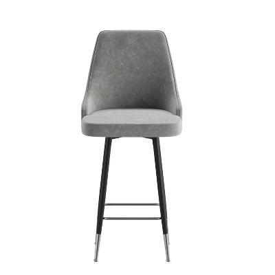 Flash Furniture Commercial Gray LeatherSoft Counter Height Stools With Chrome Accents - 2 Pack 10 Flash Furniture Commercial Gray LeatherSoft Counter Height Stools With Chrome Accents - 2 Pack - Image 10