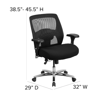Flash Furniture HERCULES Series 24/7 Intensive Use Big & Tall 500 Lb. Rated Black Mesh Executive Ergonomic Office Chair With Ratchet Back 3 Flash Furniture HERCULES Series 24/7 Intensive Use Big & Tall 500 Lb. Rated Black Mesh Executive Ergonomic Office Chair With Ratchet Back - Image 3