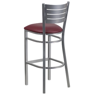 Flash Furniture Silver Slat Back Metal Restaurant Barstool 1 Flash Furniture Silver Slat Back Metal Restaurant Barstool