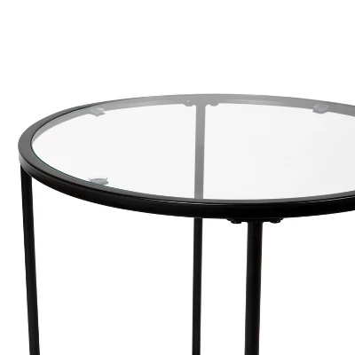 Flash Furniture Astoria Collection Round End Table - Modern Clear Glass Accent Table With Matte Black Frame 3 Flash Furniture Astoria Collection Round End Table - Modern Clear Glass Accent Table With Matte Black Frame - Image 3
