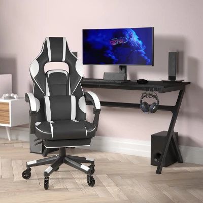 Flash Furniture X40 Gaming Chair Racing Computer Chair With Fully Reclining Back/Arms And Transparent Roller Wheels, Slide-Out Footrest 1 Flash Furniture X40 Gaming Chair Racing Computer Chair With Fully Reclining Back/Arms And Transparent Roller Wheels, Slide-Out Footrest