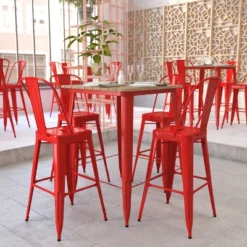 Flash Furniture Declan Commercial Indoor/Outdoor Bar Top Table, 31.5" Square All Weather Poly Resin Top With Steel Base -Flash Furniture GUEST cdf7b9f9 b7f2 422a bfd1 815c00520436