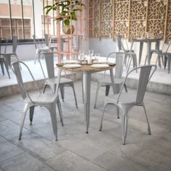 Flash Furniture Declan Commercial Grade Indoor/Outdoor Dining Table, 30" Round All Weather Poly Resin Top With Steel Base -Flash Furniture GUEST ce1ce7ab 0b43 4ebf 91ef 31504531a97e