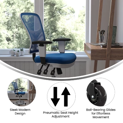 Flash Furniture Nicholas Mid-Back Multifunction Executive Swivel Ergonomic Office Chair With Adjustable Arms And Transparent Roller Wheels 4 Flash Furniture Nicholas Mid-Back Multifunction Executive Swivel Ergonomic Office Chair With Adjustable Arms And Transparent Roller Wheels - Image 4