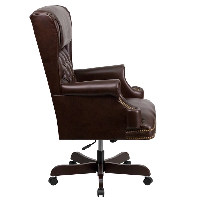 High Back Traditional LeatherSoft Tufted Executive Ergonomic Office Leather Chair Brown - Flash Furniture 1 High Back Traditional LeatherSoft Tufted Executive Ergonomic Office Leather Chair Brown - Flash Furniture