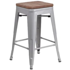 Flash Furniture 24" High Backless Metal Counter Height Stool With Square Wood Seat 30 Flash Furniture 24" High Backless Metal Counter Height Stool With Square Wood Seat -Flash Furniture GUEST d1e2c718 c8a4 4903 a617 dcf1f4599820