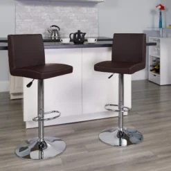 Flash Furniture Contemporary Vinyl Adjustable Height Barstool With Panel Back And Chrome Base