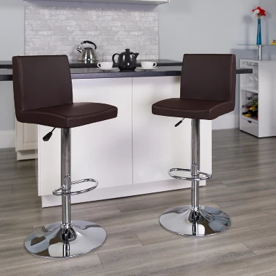 Flash Furniture Contemporary Vinyl Adjustable Height Barstool With Panel Back And Chrome Base 1 Flash Furniture Contemporary Vinyl Adjustable Height Barstool With Panel Back And Chrome Base