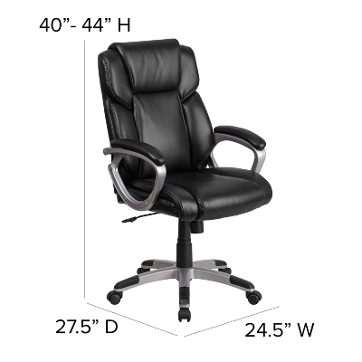 Flash Furniture Mid-Back LeatherSoftSoft Executive Swivel Office Chair With Padded Arms 3 Flash Furniture Mid-Back LeatherSoftSoft Executive Swivel Office Chair With Padded Arms - Image 3