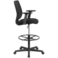 Flash Furniture Ergonomic Mid-Back Mesh Drafting Chair With Black Fabric Seat, Adjustable Foot Ring And Adjustable Arms 15 Flash Furniture Ergonomic Mid-Back Mesh Drafting Chair With Black Fabric Seat, Adjustable Foot Ring And Adjustable Arms -Flash Furniture GUEST d36c6bbf 8b6d 4ecd b6d9 94c2097a5e8b