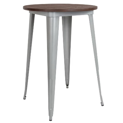Flash Furniture 30" Round Metal Indoor Bar Height Table With Rustic Wood Top 5 Flash Furniture 30" Round Metal Indoor Bar Height Table With Rustic Wood Top - Image 5