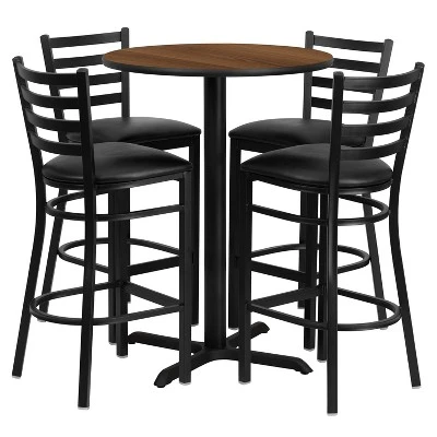 Flash Furniture 30'' Round Laminate Table Set With X-Base And 4 Ladder Back Metal Barstools 10 Flash Furniture 30'' Round Laminate Table Set With X-Base And 4 Ladder Back Metal Barstools - Image 10