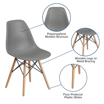 Flash Furniture Elon Series Plastic Chair With Wooden Legs 2 Flash Furniture Elon Series Plastic Chair With Wooden Legs - Image 2