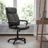 Flash Furniture Raya High Back Black LeatherSoft Executive Swivel Office Chair With Slight Mesh Accent And Arms