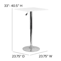 Flash Furniture 23.75'' Square Adjustable Height White Wood Table (Adjustable Range 33'' - 40.5'') 3 Flash Furniture 23.75'' Square Adjustable Height White Wood Table (Adjustable Range 33'' - 40.5'') -Flash Furniture GUEST d5d9fc6e 24d0 4525 9681 4df73d97fbb1