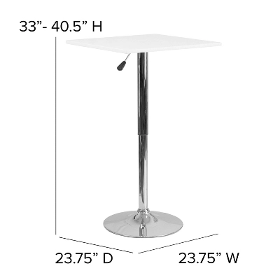 Flash Furniture 23.75'' Square Adjustable Height White Wood Table (Adjustable Range 33'' - 40.5'') 2 Flash Furniture 23.75'' Square Adjustable Height White Wood Table (Adjustable Range 33'' - 40.5'') - Image 2