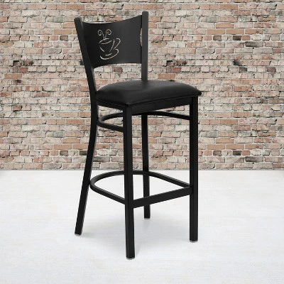 Flash Furniture Black Coffee Back Metal Restaurant Barstool 1 Flash Furniture Black Coffee Back Metal Restaurant Barstool