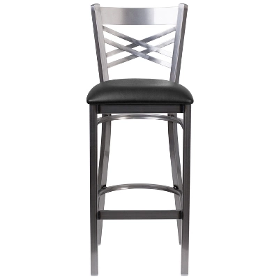 Flash Furniture Clear Coated ''X'' Back Metal Restaurant Barstool 8 Flash Furniture Clear Coated ''X'' Back Metal Restaurant Barstool - Image 8