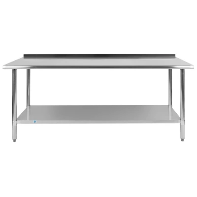 Flash Furniture Stainless Steel 18 Gauge Prep And Work Table With 1.5" Backsplash And Undershelf, NSF 7 Flash Furniture Stainless Steel 18 Gauge Prep And Work Table With 1.5" Backsplash And Undershelf, NSF - Image 7