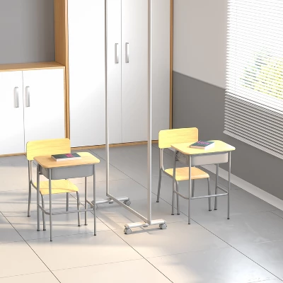 Flash Furniture Transparent Acrylic Mobile Partition With Lockable Casters, 72"H X 36"L 1 Flash Furniture Transparent Acrylic Mobile Partition With Lockable Casters, 72"H X 36"L