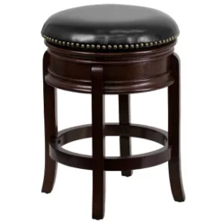 Flash Furniture 24'' High Backless Wood Counter Height Stool With Carved Apron And LeatherSoftSoft Swivel Seat 21 Flash Furniture 24'' High Backless Wood Counter Height Stool With Carved Apron And LeatherSoftSoft Swivel Seat -Flash Furniture GUEST dc70622a 3334 42c5 9e82 219be8cfd844