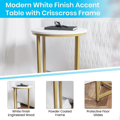 Flash Furniture Hampstead Collection End Table - Modern Laminate Accent Table With Crisscross Frame 2 Flash Furniture Hampstead Collection End Table - Modern Laminate Accent Table With Crisscross Frame - Image 2