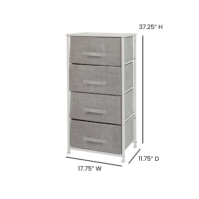 Flash Furniture 4 Drawer Wood Top Cast Iron Frame Vertical Storage Dresser With Easy Pull Fabric Drawers 3 Flash Furniture 4 Drawer Wood Top Cast Iron Frame Vertical Storage Dresser With Easy Pull Fabric Drawers - Image 3