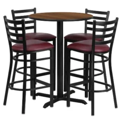 Flash Furniture 30'' Round Laminate Table Set With X-Base And 4 Ladder Back Metal Barstools 17 Flash Furniture 30'' Round Laminate Table Set With X-Base And 4 Ladder Back Metal Barstools -Flash Furniture GUEST dcdb64cd 6031 4836 ace6 f76506428b3d