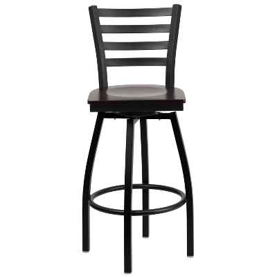 Flash Furniture Black Ladder Back Swivel Metal Barstool 8 Flash Furniture Black Ladder Back Swivel Metal Barstool - Image 8