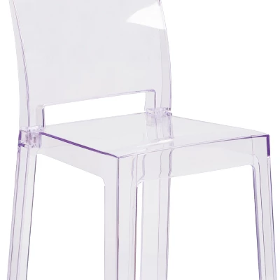 Flash Furniture Ghost Counter Stool With Square Back In Transparent Crystal 5 Flash Furniture Ghost Counter Stool With Square Back In Transparent Crystal - Image 5