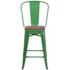 Flash Furniture 24" High Metal Counter Height Stool With Back And Wood Seat 18 Flash Furniture 24" High Metal Counter Height Stool With Back And Wood Seat -Flash Furniture GUEST de4595d5 306d 4aa9 a175 f89ff333ba68