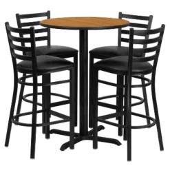 Flash Furniture 30'' Round Laminate Table Set With X-Base And 4 Ladder Back Metal Barstools 23 Flash Furniture 30'' Round Laminate Table Set With X-Base And 4 Ladder Back Metal Barstools -Flash Furniture GUEST de6de019 4fdb 405f b0e4 2e4716fb3016