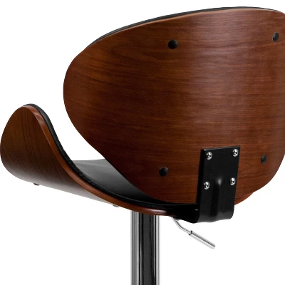 Flash Furniture Bentwood Adjustable Height Barstool With Curved Vinyl Seat And Back 4 Flash Furniture Bentwood Adjustable Height Barstool With Curved Vinyl Seat And Back - Image 4