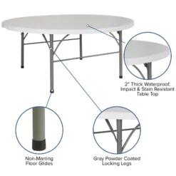 Flash Furniture 6-Foot Round Bi-Fold Granite White Plastic Banquet And Event Folding Table With Carrying Handle 9 Flash Furniture 6-Foot Round Bi-Fold Granite White Plastic Banquet And Event Folding Table With Carrying Handle -Flash Furniture GUEST deb3ed97 534a 46a8 8cc3 fbe4fecd9238
