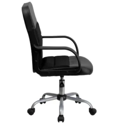 Swivel Task Chair Black Leather/Mesh - Flash Furniture