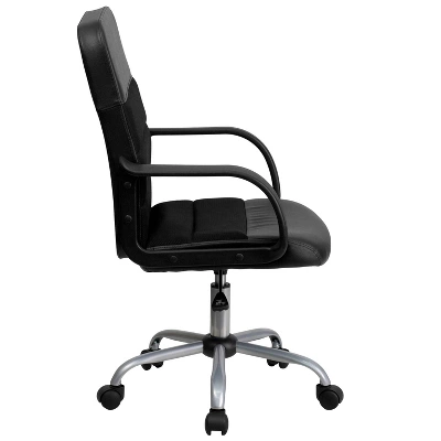 Swivel Task Chair Black Leather/Mesh - Flash Furniture 1 Swivel Task Chair Black Leather/Mesh - Flash Furniture