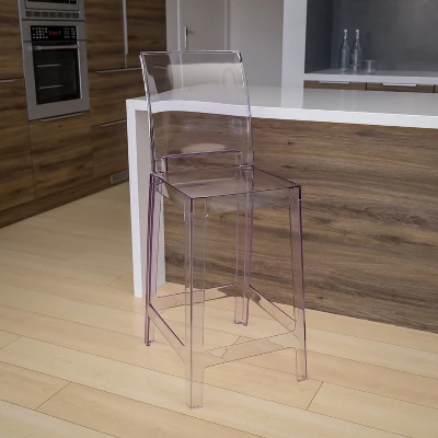 Flash Furniture Ghost Counter Stool With Square Back In Transparent Crystal 1 Flash Furniture Ghost Counter Stool With Square Back In Transparent Crystal