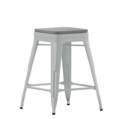 Flash Furniture Cierra Set Of 4 Commercial Grade 24" High Backless Metal Indoor Counter Height Stools With All-Weather Poly Resin Seats 15 Flash Furniture Cierra Set Of 4 Commercial Grade 24" High Backless Metal Indoor Counter Height Stools With All-Weather Poly Resin Seats - Image 15