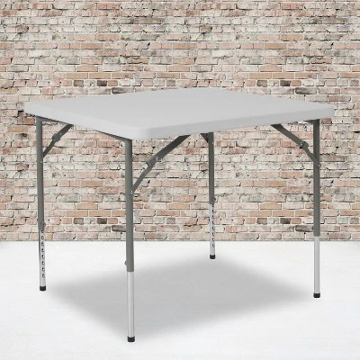 Flash Furniture 2.79-Foot Square Height Adjustable Granite White Plastic Folding Table 1 Flash Furniture 2.79-Foot Square Height Adjustable Granite White Plastic Folding Table