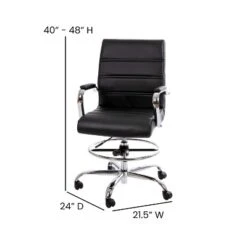 Flash Furniture Mid-Back LeatherSoft Drafting Chair With Adjustable Foot Ring And Chrome Base 17 Flash Furniture Mid-Back LeatherSoft Drafting Chair With Adjustable Foot Ring And Chrome Base -Flash Furniture GUEST e40f5012 a45b 4212 919e a2cbeaa5c8e4