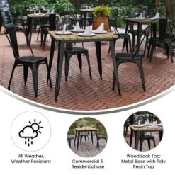 Flash Furniture Declan Commercial Grade Indoor/Outdoor Dining Table, 31.5" Square All Weather Poly Resin Top With Steel Base -Flash Furniture GUEST e47d69b8 8dfd 4f54 b2b7 34b637a8ff48