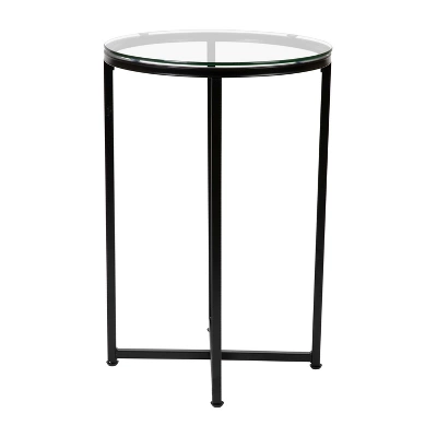 Flash Furniture Greenwich Collection End Table - Modern Clear Glass Accent Table With Crisscross Matte Black Frame 8 Flash Furniture Greenwich Collection End Table - Modern Clear Glass Accent Table With Crisscross Matte Black Frame - Image 8
