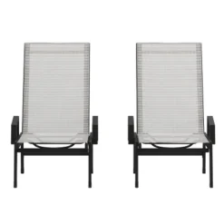 Flash Furniture Brazos Set Of 2 Adjustable Chaise Lounge Chairs With Arms, All-Weather Outdoor Five-Position Recliners -Flash Furniture GUEST e4c13073 dec5 4106 ad9f e8bda0158503