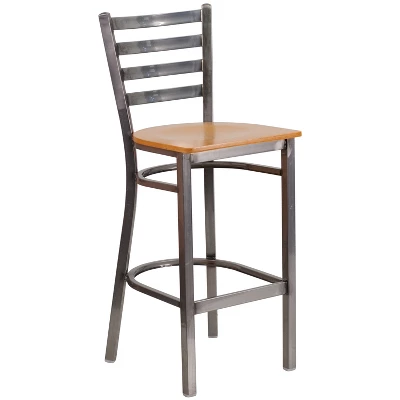 Flash Furniture Clear Coated Ladder Back Metal Restaurant Barstool 10 Flash Furniture Clear Coated Ladder Back Metal Restaurant Barstool - Image 10