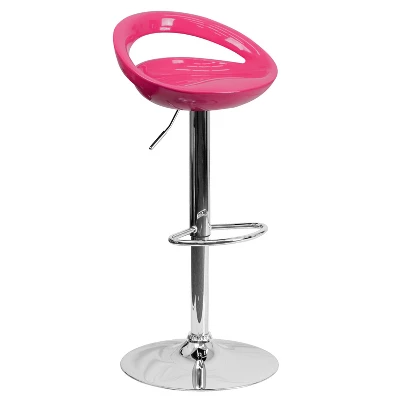 Flash Furniture Contemporary Plastic Adjustable Height Barstool With Rounded Cutout Back And Chrome Base 10 Flash Furniture Contemporary Plastic Adjustable Height Barstool With Rounded Cutout Back And Chrome Base - Image 10