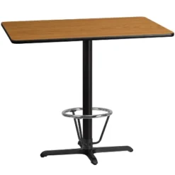 Flash Furniture 30'' X 48'' Rectangular Laminate Table Top With 23.5'' X 29.5'' Bar Height Table Base And Foot Ring