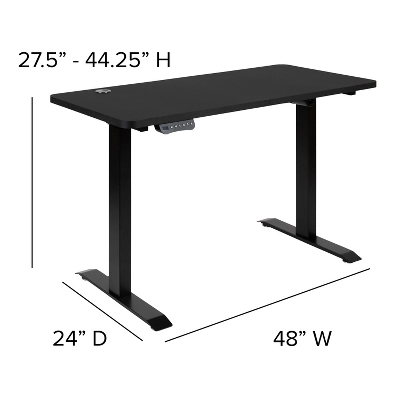 Flash Furniture 48" Wide Black Electric Height Adjustable Standing Desk With Designer Armless White Ribbed Swivel Task Office Chair 8 Flash Furniture 48" Wide Black Electric Height Adjustable Standing Desk With Designer Armless White Ribbed Swivel Task Office Chair - Image 8