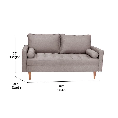 Flash Furniture Hudson Mid-Century Modern Loveseat Sofa With Tufted Upholstery & Solid Wood Legs 6 Flash Furniture Hudson Mid-Century Modern Loveseat Sofa With Tufted Upholstery & Solid Wood Legs - Image 6