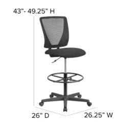 Flash Furniture Ergonomic Mid-Back Mesh Drafting Chair With Black Fabric Seat And Adjustable Foot Ring -Flash Furniture GUEST e7d6e0d7 d7ff 44f7 8360 34e4a4dda48a