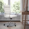 Flash Furniture High Back White LeatherSoft Executive Swivel Office Chair With Chrome Frame And Arms